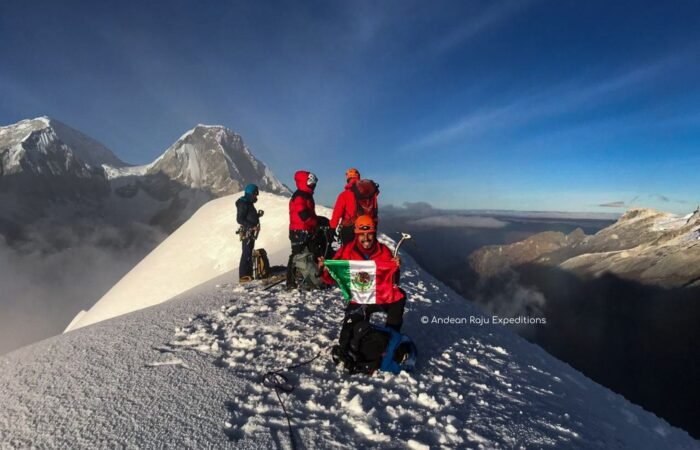 Adrian from Mexico on the summit of Nevado Yanapaccha