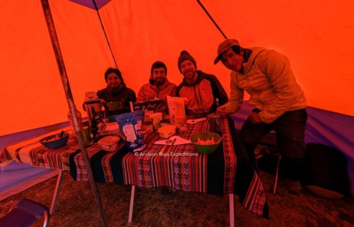 Breakfast at Taullipampa Base Camp