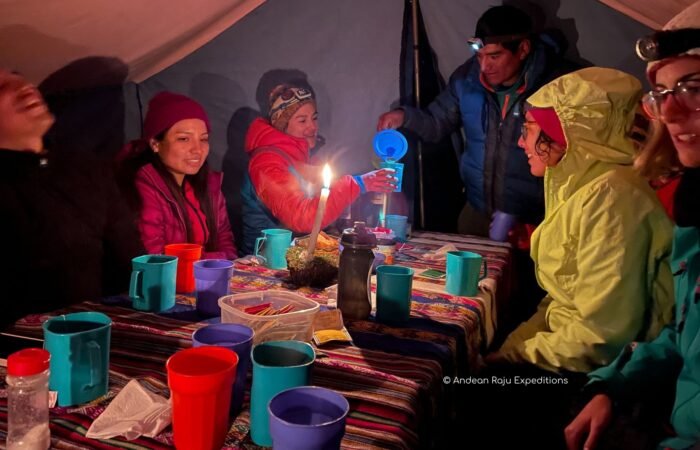 Celebrating our last day in Huayhuash with Pisco Sour