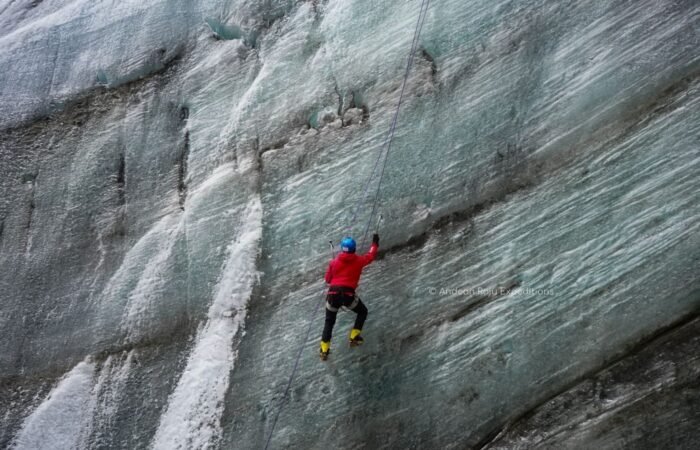 Climbing practice day on the glacier of Nevado Yanapaccha