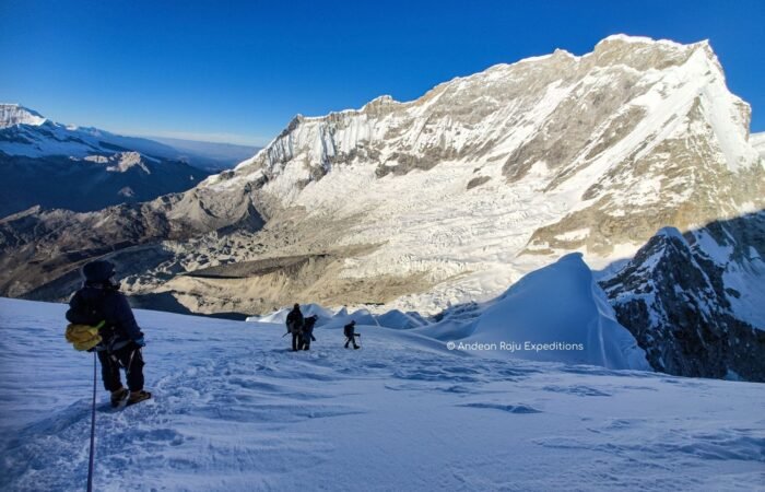 Descending from the Chopicalqui summit