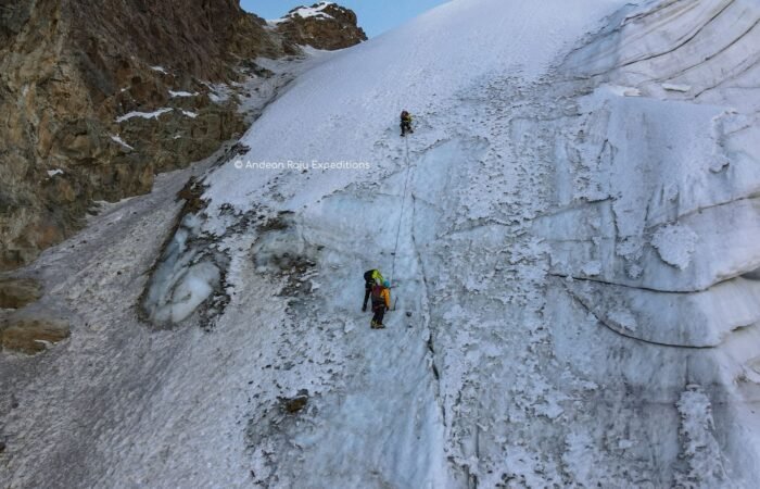 First climbing pitch