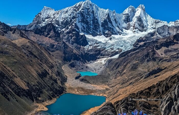 Jahuacocha and Solterococha Lake, Yerupaja, Siula, Rasac and Jirishanca Peaks