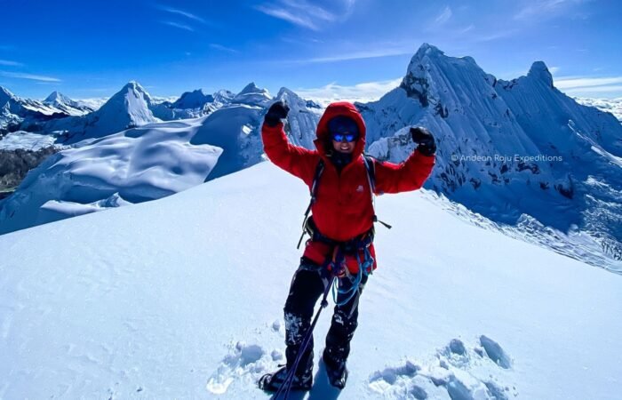 Katerina from Russia at the top of Pisco Mountain