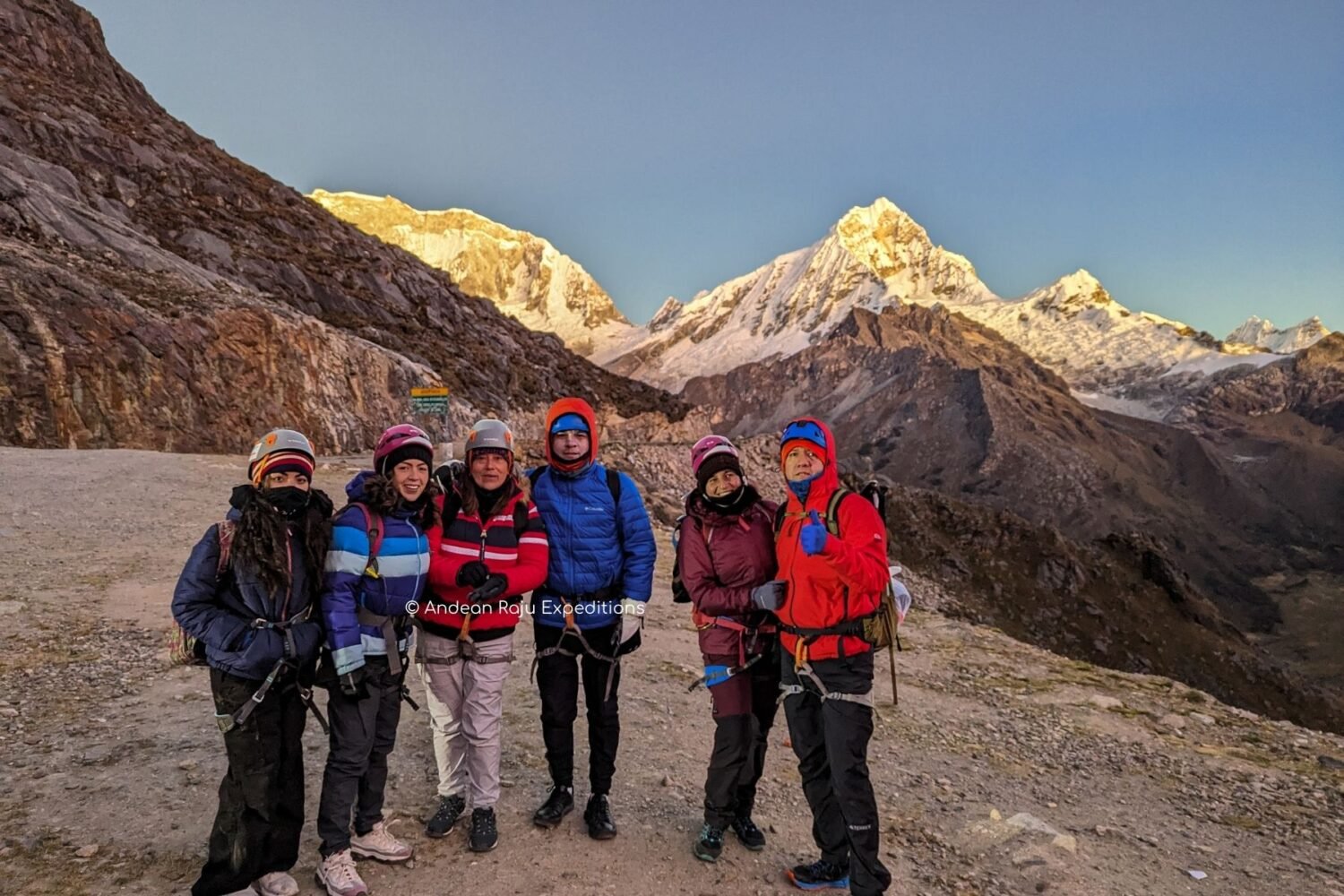 Our Peruvian family starting the ascent of Nevado Mateo