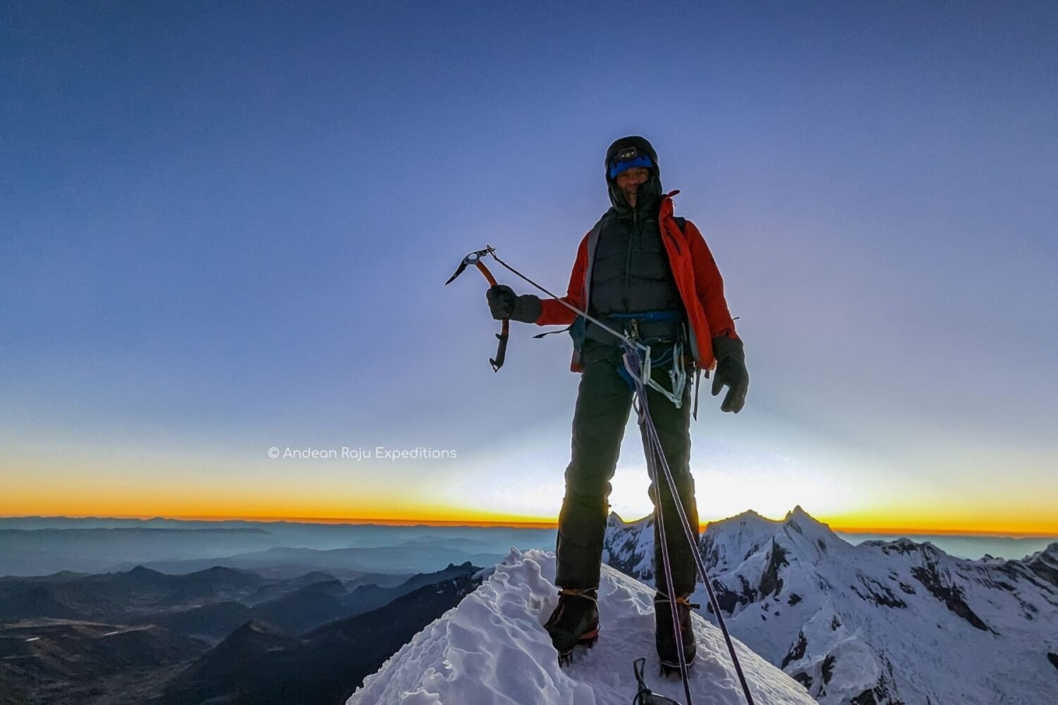 Our client Derek from Poland on the summit of Alpamayo