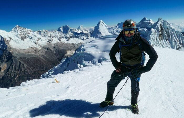 Our client Ronny from Costa Rica at the top of Pisco Mountain