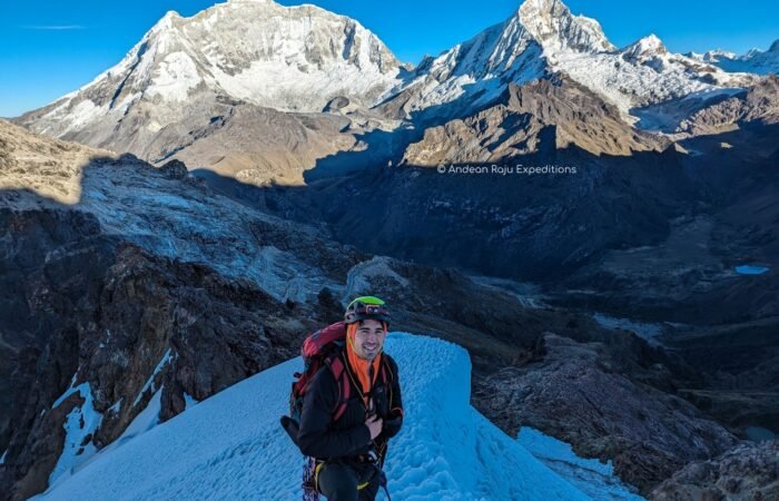 Our client jack from England climbing Nevado Mateo