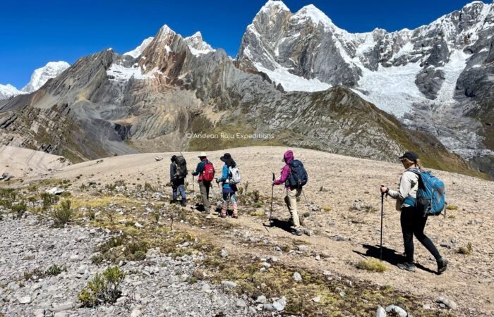 Our group walking along the Alcay pass