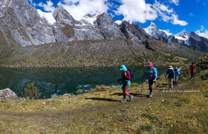 Our group walking to Siula Pass