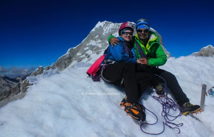 Pablo And Maite at the top of Nevado Ishinca