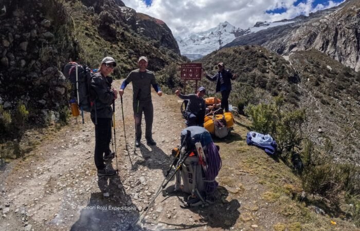 Quebrada Llaca, starting point of the ascent to the Vallunaraju mountain.