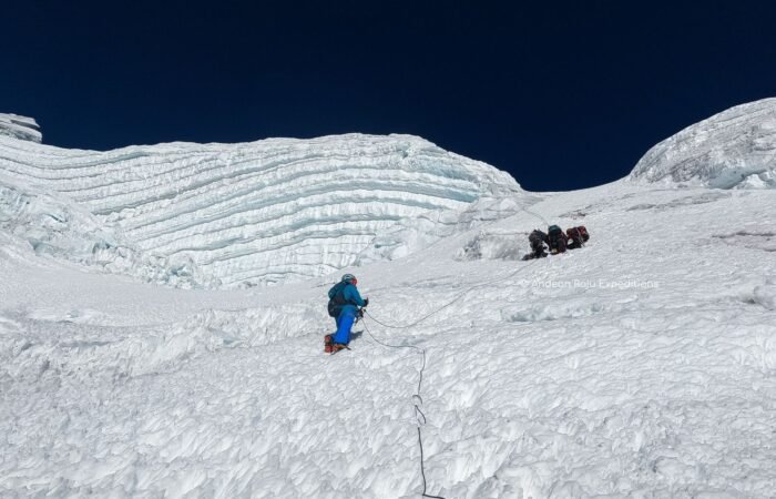 Rappelling from the summit