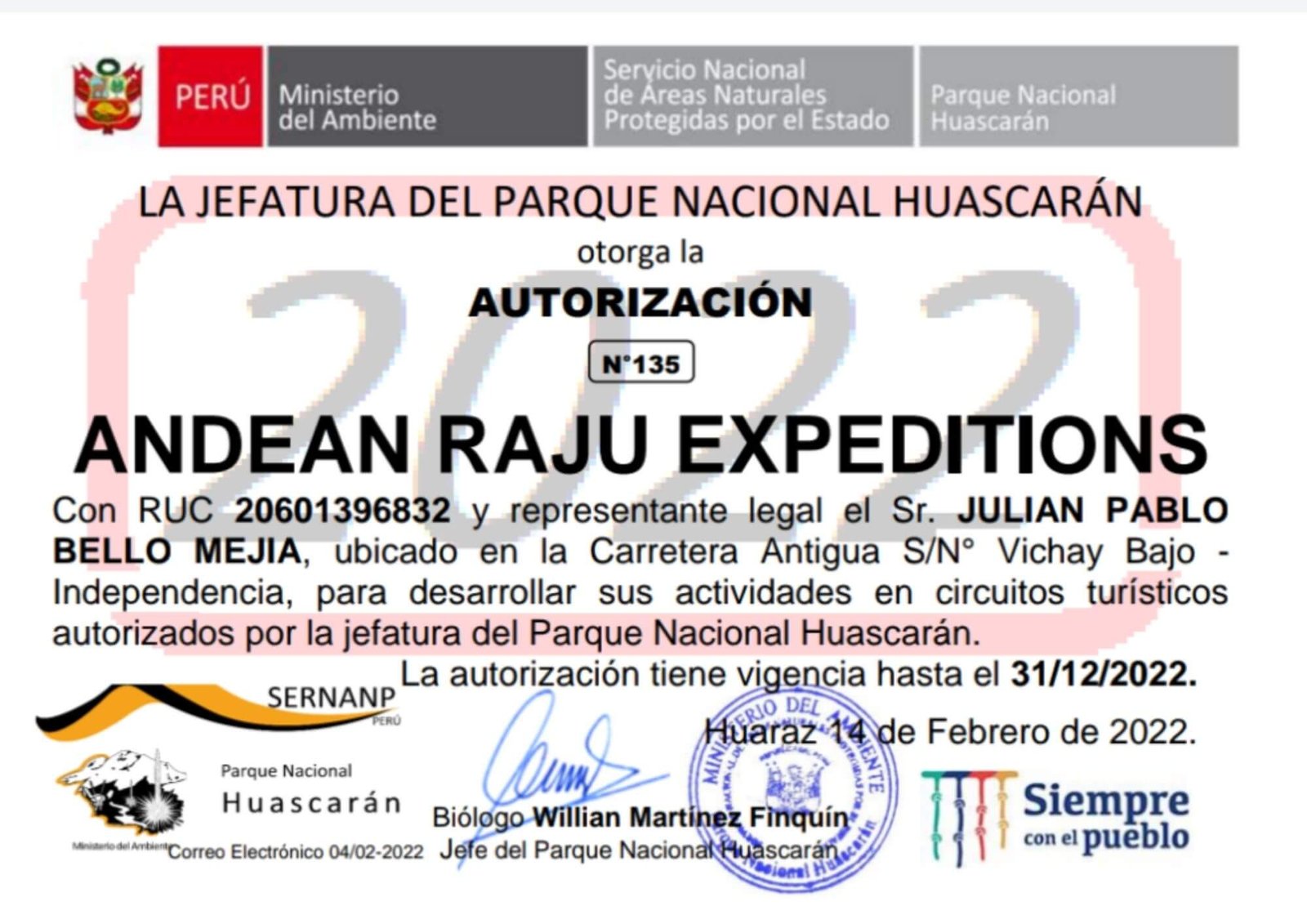 Parque Nacional Huascarán 2022