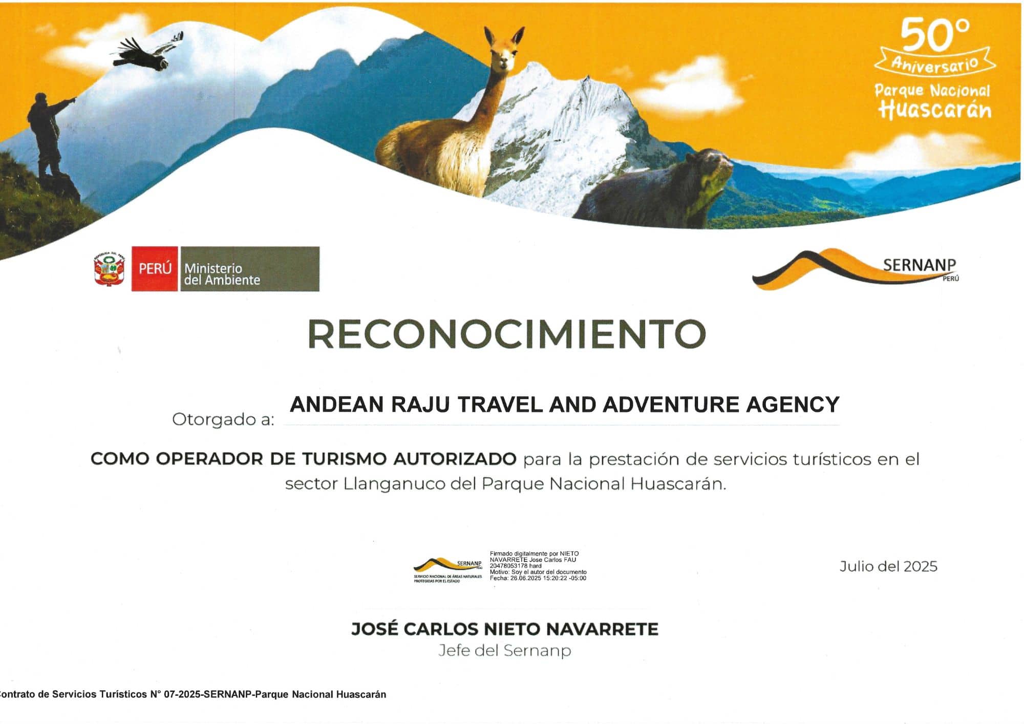 CERTIFICADO DE CONTRATO CON EL PNH 2025 CERTIFICADO DE CONTRATO CON EL PNH 2025