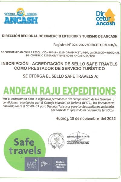 SAFE TRAVEL ANDEAN RAJU EXPEDITIONS SAFE TRAVEL ANDEAN RAJU EXPEDITIONS
